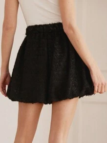 Chiquease Italian Romantic Style Elasticized Waist Chiffon Tassel Shorts - Black - View 3