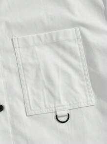 SWAVVY 男士休闲梭织宽松短袖衬衫，日常穿着 - 白色 - 查看 4