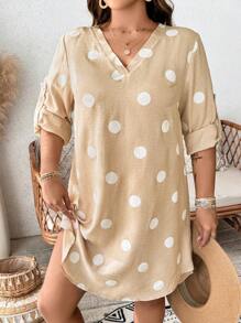 SHEIN LUNE Vestido informal de verano tejido para mujer talla grande