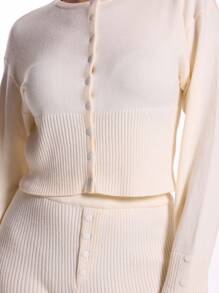 MUSERA Button Front Knit Co-Ord Pants Only Cosy Cute Casual - Cream - View 5