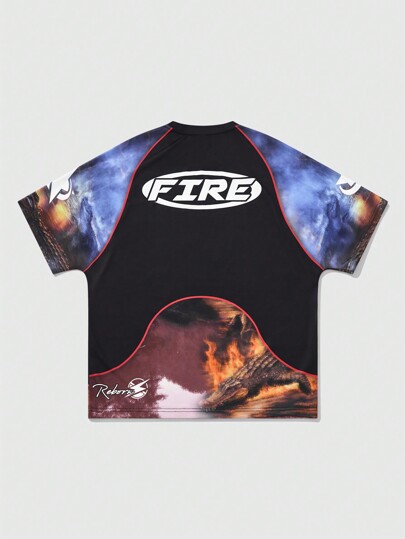 Prep Camiseta casual de manga corta y cuello redondo para hombre, de unicolor con diseño de parches, de corte holgado y con estilo