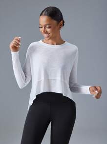 VARSITIE Verão e Outono Outdoor & Lazer Básico Com Branco Mulheres Esportes Camisetas e Tanques Ginásio Manga Longa Top de ginástica Manga LongaManga Longa Top de TreinoTops de treinoManga LongaManga Longa Top de Ginástica