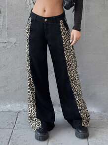 RueChic WOMEN WIDE LEG LOW WAIST JEANS LEOPARD - Multicolor - View 3