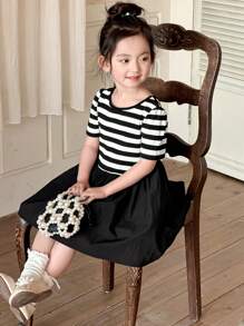 Dazy Kids 小女孩秋季服装 - 小女孩连衣裙 - 黑與白 - 查看 7