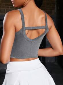 Easithlete Maieu sport de culoare solidă, cu bretele late, ocazional, slim fit