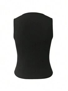 SHEIN EZwear Top ajustado de mujer con cremallera delantera en unicolor, de moda y sexy