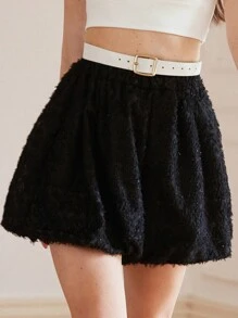 Chiquease Italian Romantic Style Elasticized Waist Chiffon Tassel Shorts - Black - View 2