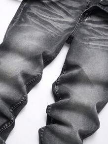 Manfinity Homme Jeans de mezclilla con botones delanteros y bolsillo, uso casual diario para hombres