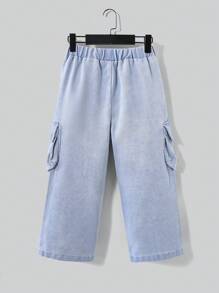 SHEIN 1pc Young Boys Blue Denim Jeans,Comfortable Urban Leisure Long Pants For Back-To-School,Career Day,Summer,Spring & Autumn Outdoor School Activities - Blue - View 2