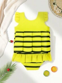 SHEIN Baby Girl Printed Sleeveless Casual Top, Fashionable Everyday Swimwear (Placement Print) - Yellow - View 2