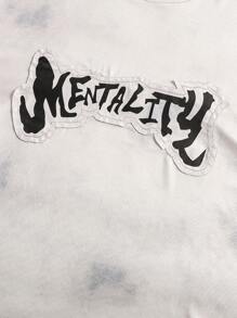 SHEIN 1 pieza Camiseta de manga larga de moda de estilo casual con diseño de parche bordado para niños adolescentes - Gris Claro - Ver 3