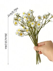 6 件/12 件高端奢华 Ins 风格洋甘菊和雏菊人造花束，家居和摄影装饰，适用于餐桌和客厅复活节 - 白色 - 查看 2