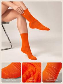 GLOWMODE 3 Pairs Socks Soft Ventilated Mesh With Embroidered Logo Workout Daily Casual - Multicolor - View 2