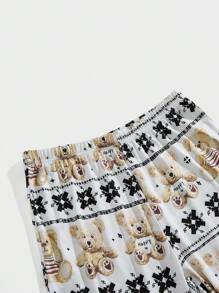Manfinity Men's Bear Print Long Sleeve & Pants Pajama Set