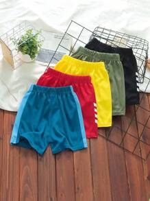 SHEIN 年轻男孩 4 件装休闲运动短裤，网眼拼接设计，适合休闲、上学、旅行、健身、春夏季，灰色 + 藏青色 + 浅蓝色 + 黑色 - 彩色 - 查看 2