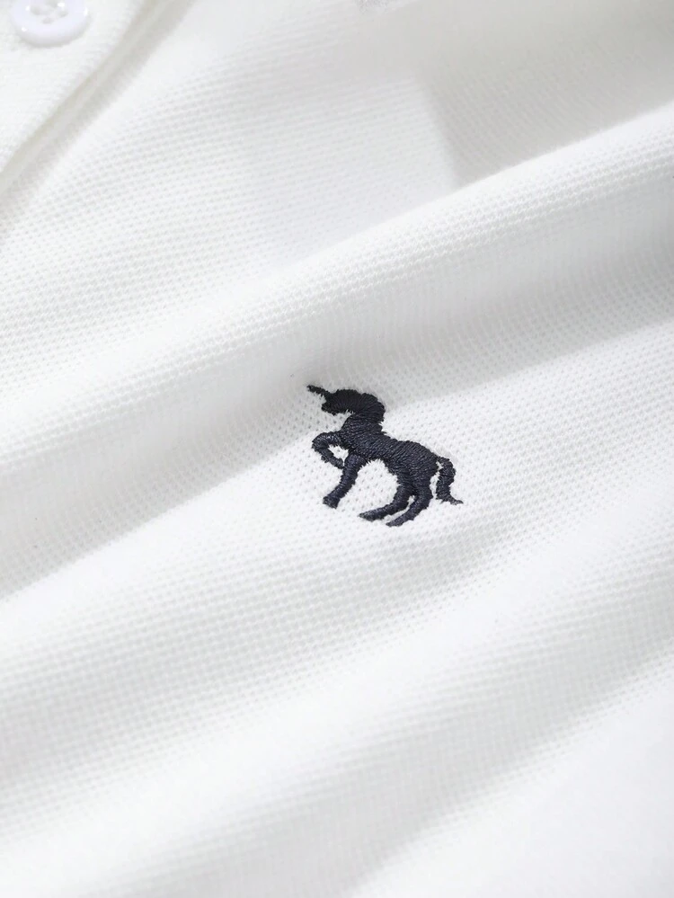 Women's Polo Collar Front Button Embroidery Slim Fit Short Sleeve T-Shirt Summer