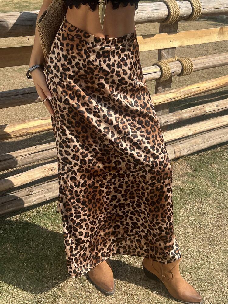 Women's Casual Leopard Print Skirt Cheetah Print