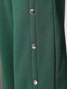 SUMWON 大学按扣运动裤 运动田径优质法国毛圈布弹性腰部运动休闲训练冬季健身优质按扣侧裤 - 綠色 - 查看 5