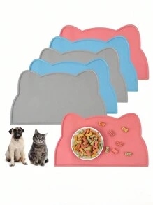 SHEIN 1 pièce Tapis d'alimentation pour animaux de compagnie en silicone de haute qualité - conception anti-dérapante et étanche pour une alimentation sans gâchis, facile à nettoyer, idéal pour les chats et les chiens, taille parfaite pour tous les bols, gardez votre sol propre et sec