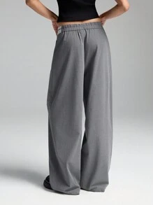LYSMO Gray Asymmetrical Colorblock High-Waisted Pants - Spring/Summer. - Grey - View 2