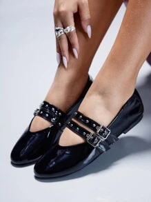 CUCCOO GRLICON Women's Y2K Style Flat Shoes, Suitable For Punk, Biker, Cool Girl, Halloween, Christmas, Party Outfits - Black - View 5