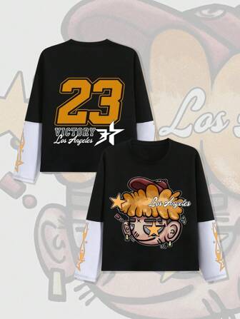 Street Life Sweat-shirt décontracté à manches longues et col rond pour hommes avec imprimé lettres, pour un port quotidien