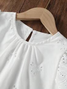 SHEIN 2 件套年轻女孩纯色圆领短袖休闲上衣和长裤 - 彩色 - 查看 4