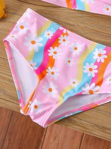 Nuevo conjunto de traje de baño para niña de primavera/verano, con un diseño lindo y dulce. Incluye un sombrero de ala ancha, un diseño de estampado floral de dibujos animados vibrantes para un look adorable y llamativo. Adecuado para diversas actividades de verano, ¡una opción ideal para salidas entre padres e hijos!