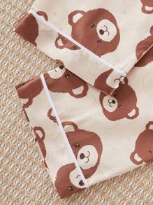 Pyjamaset met lange mouwen en imitatiezijden berenprint voor jong meisje
