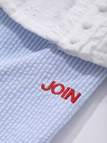 DAZY Maieu de damă, ocazional, de vacanță, boemă, de culoare solidă, cu textura legată, plisată, decupată, pentru vară - alb - Vizualizare 5