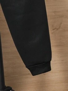 Teen Boys' Casual Comfortable Long Sleeve Hooded Sweatshirt And Sweatpants Set - Black - View 7