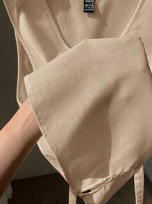 Comfortcana Women's New Linen-Color V-Neck Linen Tank Top - Apricot - View 6