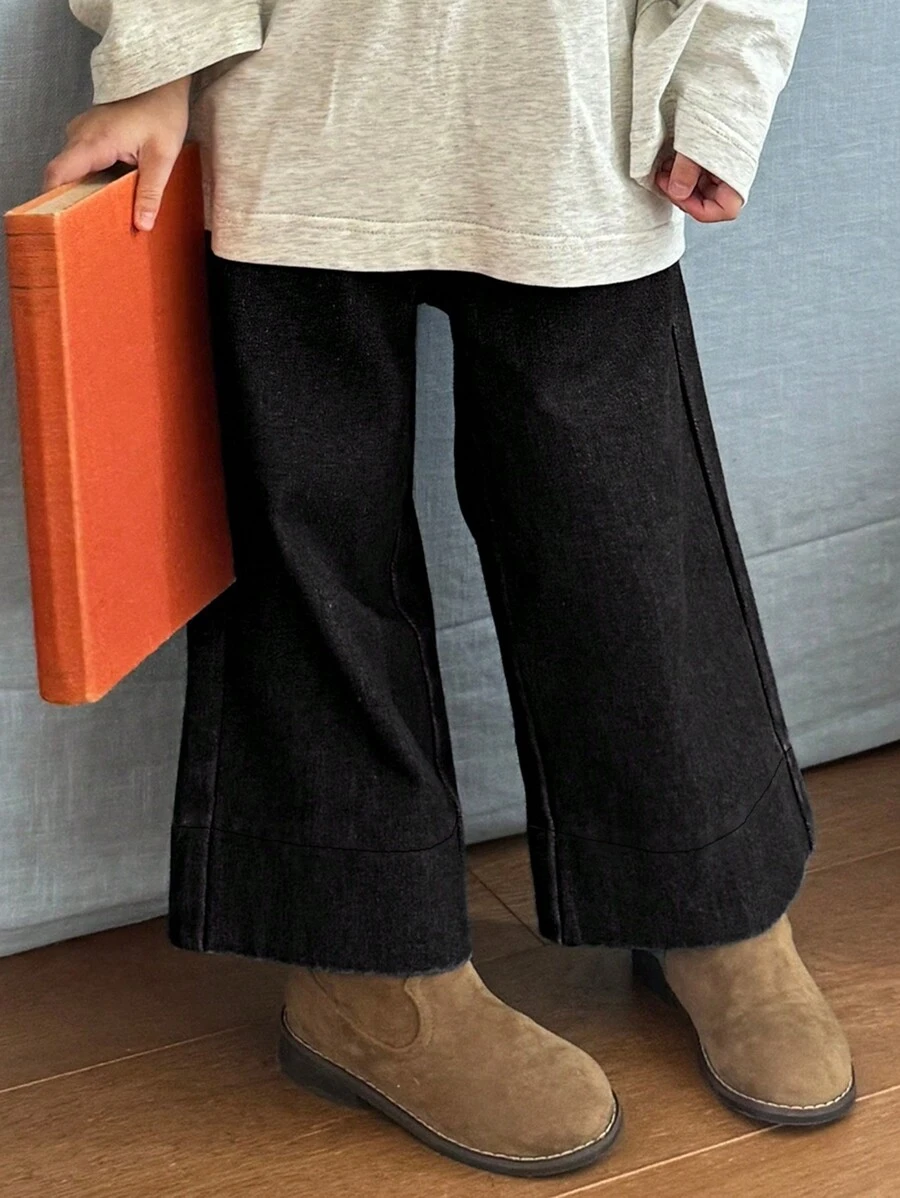 Dazy Kids 年轻女孩休闲宽松牛仔裤 - 黑色 - 查看 1