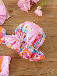 Nuevo conjunto de traje de baño para niña de primavera/verano, con un diseño lindo y dulce. Incluye un sombrero de ala ancha, un diseño de estampado floral de dibujos animados vibrantes para un look adorable y llamativo. Adecuado para diversas actividades de verano, ¡una opción ideal para salidas entre padres e hijos!