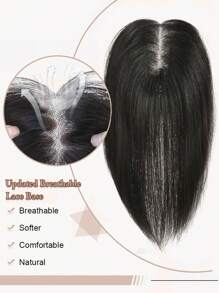 Straight Hair Toppers For Women Real Human Hair Upgraded Lace Base No Bangs Hair Pieces For Thinning Hair Topper For Daily Use - Natural Black - View 6