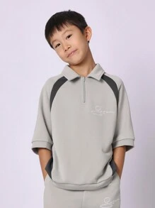 SUMWON Tuta sportiva di lusso per giovani, set in due pezzi con felpa con collo polo con mezza chiusura lampo e pantaloni della tuta, abbigliamento casual sportivo confortevole per la scuola in primavera, autunno e inverno