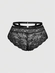 ROMWE Goth Calzón tipo bóxer de talla grande con adorno de encaje estilo gótico, paquete individual