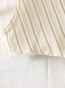 SHEIN 2pcs/Set Girl Summer Outfit, Solid Color Ribbed Camisole Top + Flared Pants, Toddler