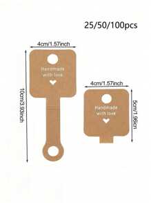 SHEIN 25/50/100 件耳环展示卡棕色珠宝手链展示卡牛皮纸珠宝展示适用于项链、手链、脚链、发圈、珠宝悬挂标签、圣诞节