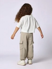 SUMWON Set de dans pentru copii, din două piese, din bumbac, cu tricou scurt și pantaloni cargo, pentru sală