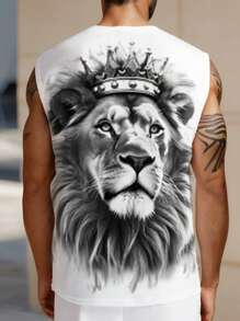 Manfinity LEGND Men Lion Printed Wide Strap Tank Top For Summer - Multicolor - View 2