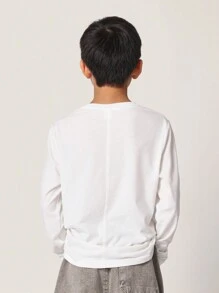 SUMWON 青少年男孩舒适常规版型长袖 T 恤，带针脚细节和图案印花