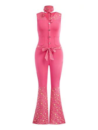 Teen Girls Star Pattern Cute Bow Tie Flare Pants Performance