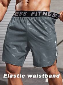 Manfinity Sport Corelite Men's Thin Breathable Sports Shorts Elastic Waist Fiteness Shorts Workout Skin-Friendly Material Grey Shorts - Dark Grey - View 3