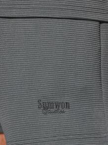 SUMWON Conjunto deportivo oversize de camiseta y pantalones cortos de entrepierna caída, conjunto de calle acanalado para descansar, informal, entrenamiento, gimnasio, estilo urbano casual, ajuste relajado para verano y primavera, set de dos piezas