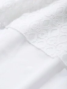 DAZY Casual Vacation Solid Color Contrast Lace 2 In 1 Women Long Pants, Spring/Summer - White - View 9