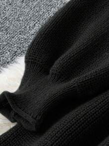 SHEIN Clasi Vestido suéter elegante de trabajo de manga larga con cintura de cuentas de unicolor de punto para mujer de talla grande, otoño/invierno