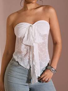 SHEIN BAE Spring/Summer White Lace Jacquard Women Camisole Vest, Backless Halter Tank Top, Suitable For Beach, Valentine's Day, Party, Date, Music Festival, Birthday Mini Dress - White - View 1