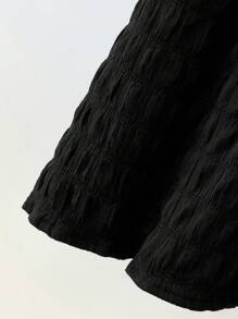 Maija Kids Maija Kids Young Girl Loose Casual Crew Neck Jacquard Short Sleeve Dress