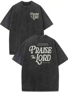 Manfinity Dauomo 男士基督教美学衬衫、基督教服饰、棕色耶稣 T 恤、基督教街头服饰、圣经诗句 T 恤、男士基督教礼物 - 黑色 - 查看 1